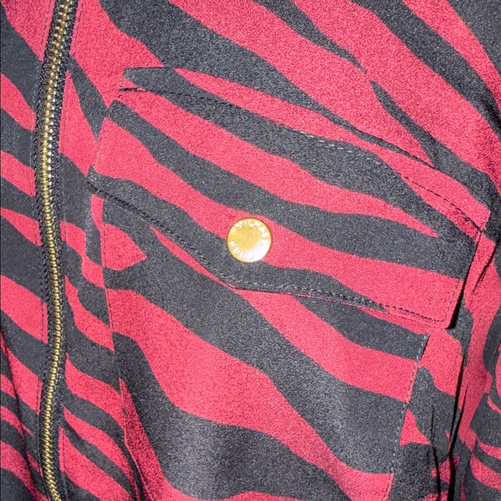 Michael Kors Red and Black Zebra Animal Print Blouse - Picture 4 of 10